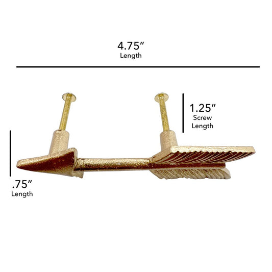 Set of Six Brass Cast Aluminum Arrow Drawer Pull Knobs