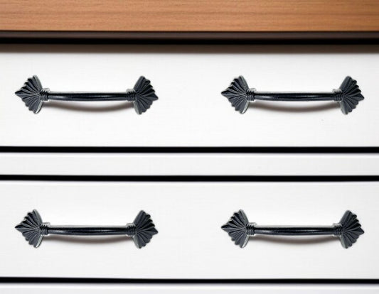 Set of Six Antiqued Silver Metal Drawer Pull Knobs