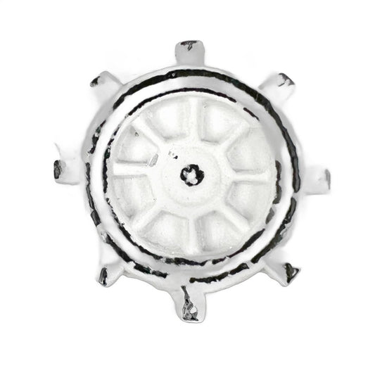 Set of Six White Iron Drawer Pull Knobs