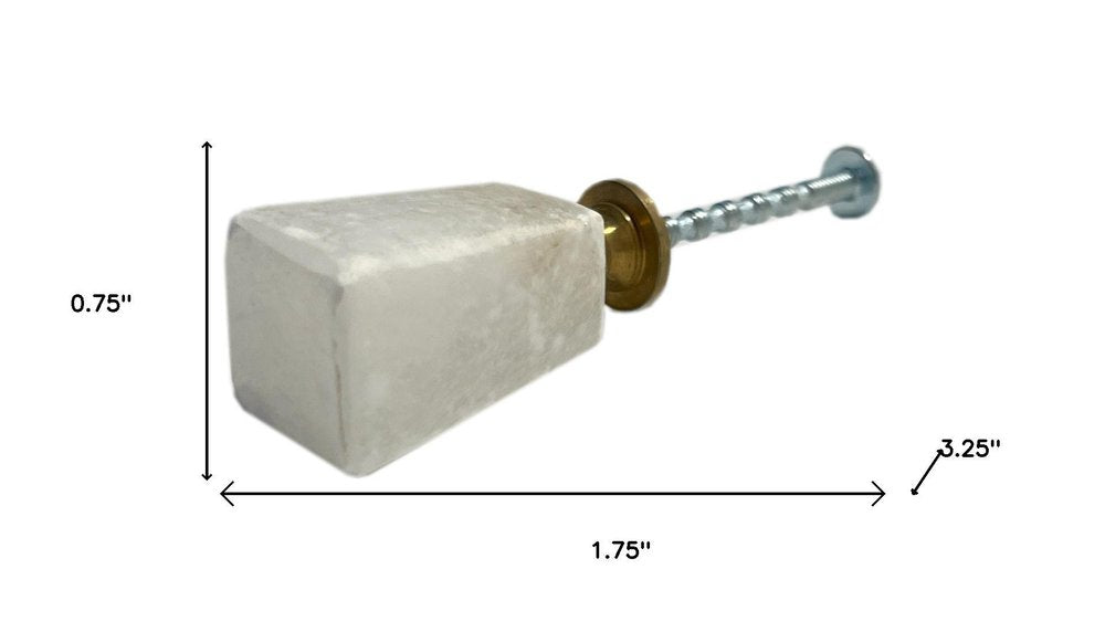 Set of Six White Cylindrical Knob Stone Drawer Pull Knobs