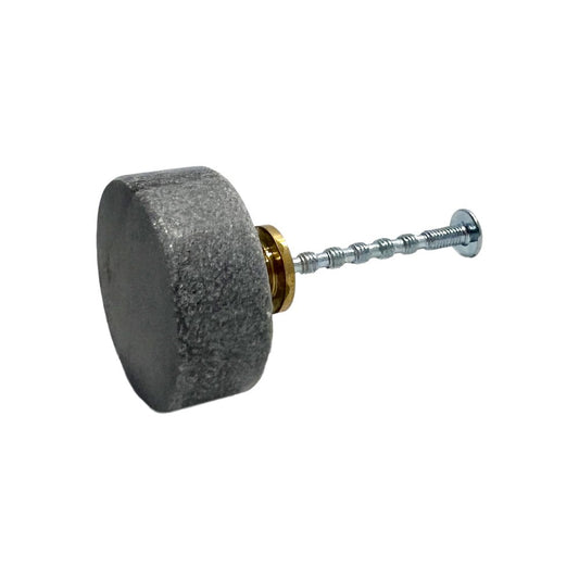 Set of Six Gray Disc Knob Stone Drawer Pull Knobs