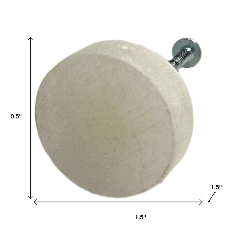 Set of Six Off White Stone Disc Drawer Pull Knobs