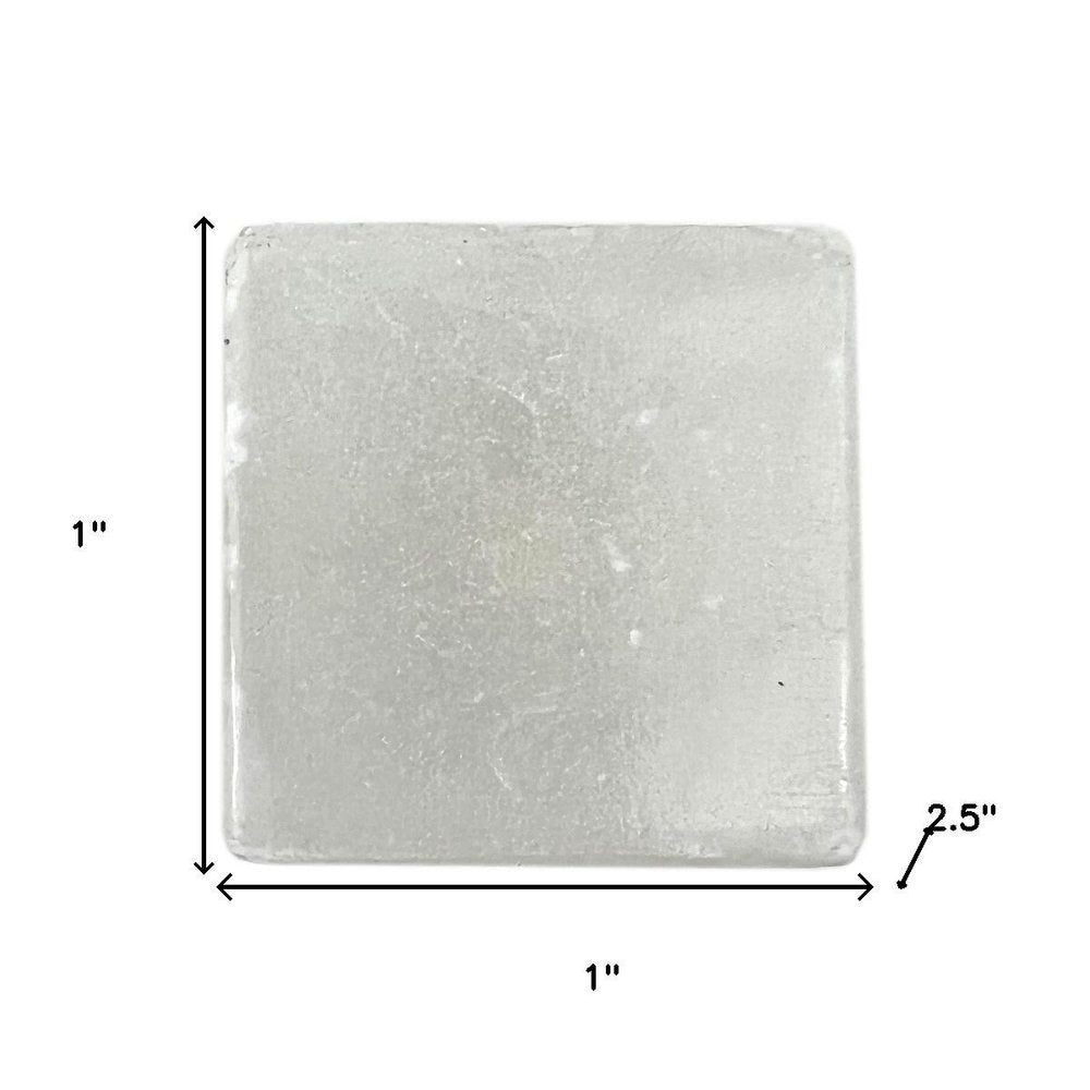 Set of Six White Square Knob Stone Drawer Pull Knobs