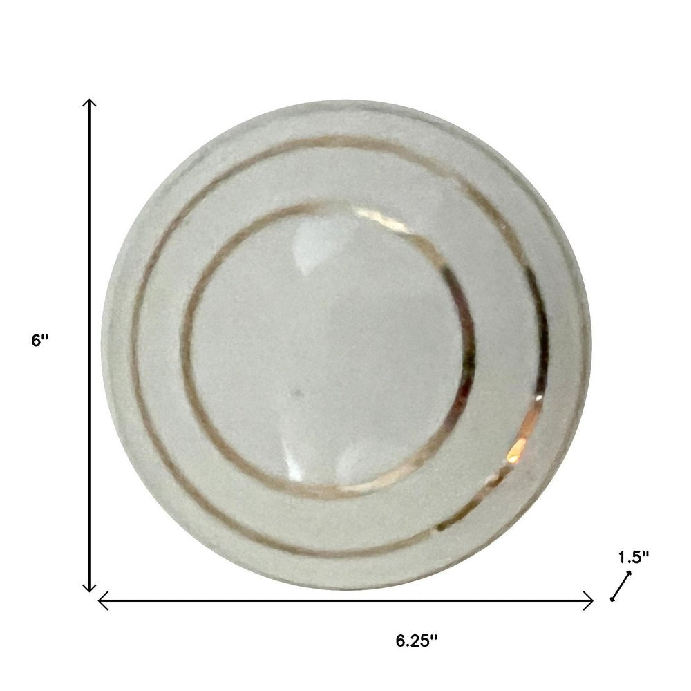 Set of Six White And Gold Geometric Ceramic Drawer Pull Knobs