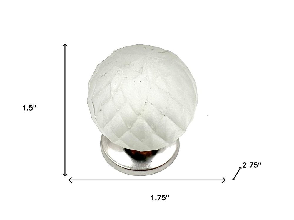 Set of Six White Glass Drawer Pull Knobs