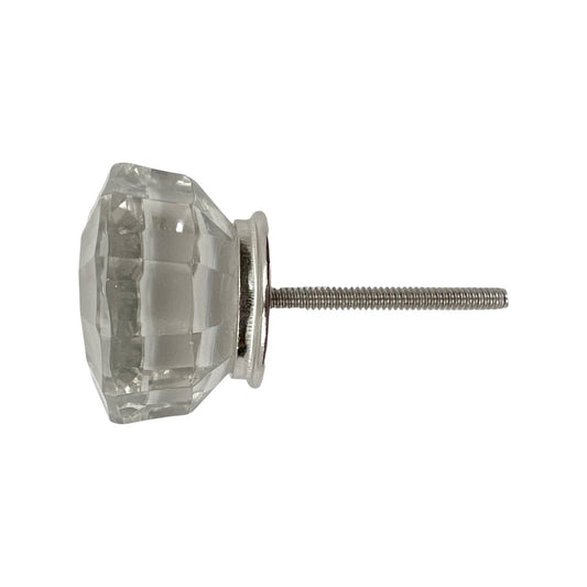 Set of Six Clear Glass Drawer Pull Knobs