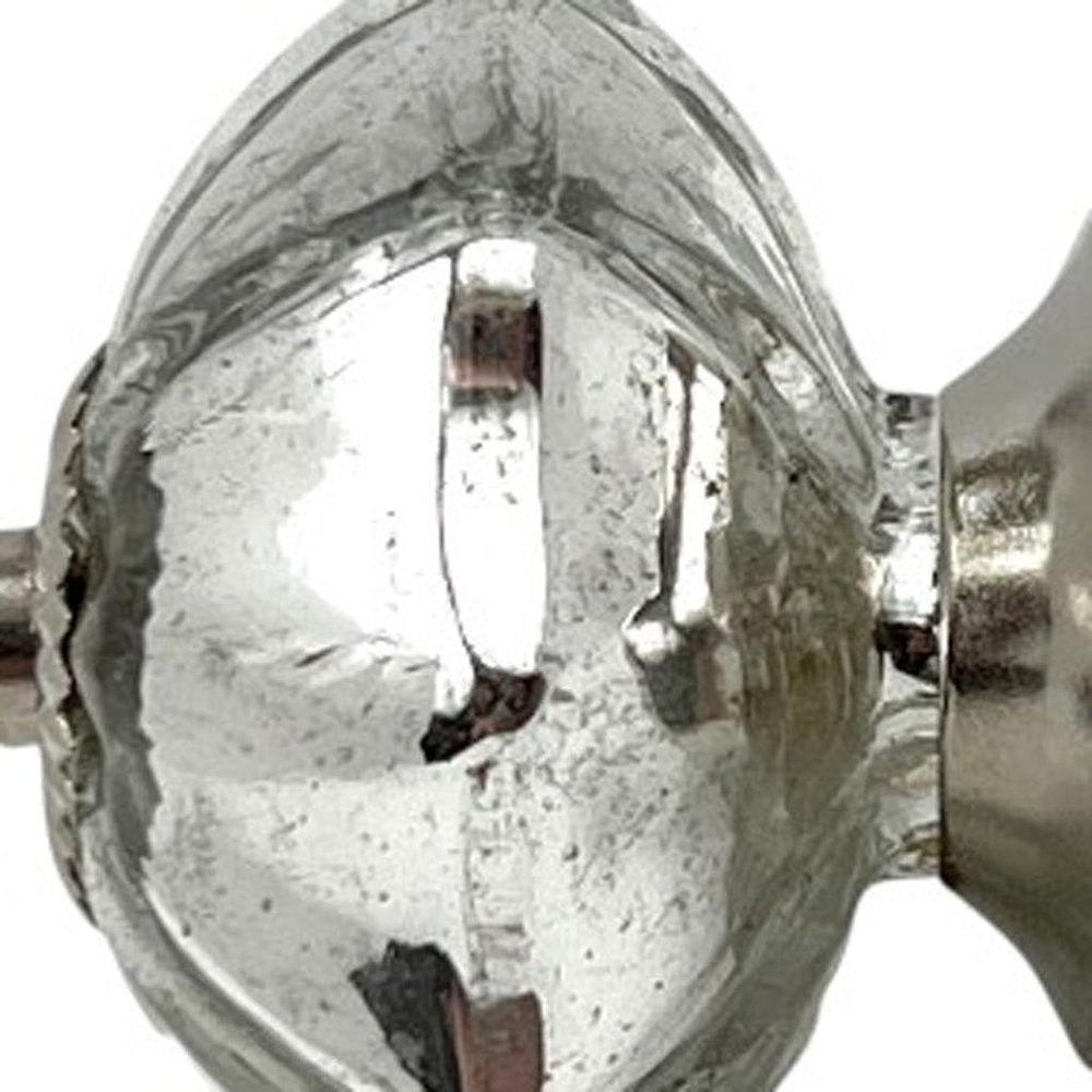 Set of Six Silver Glass Drawer Pull Knobs
