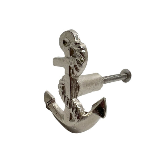 Set of Six Silver Nautical Anchor Knob Metal Drawer Pull Knobs