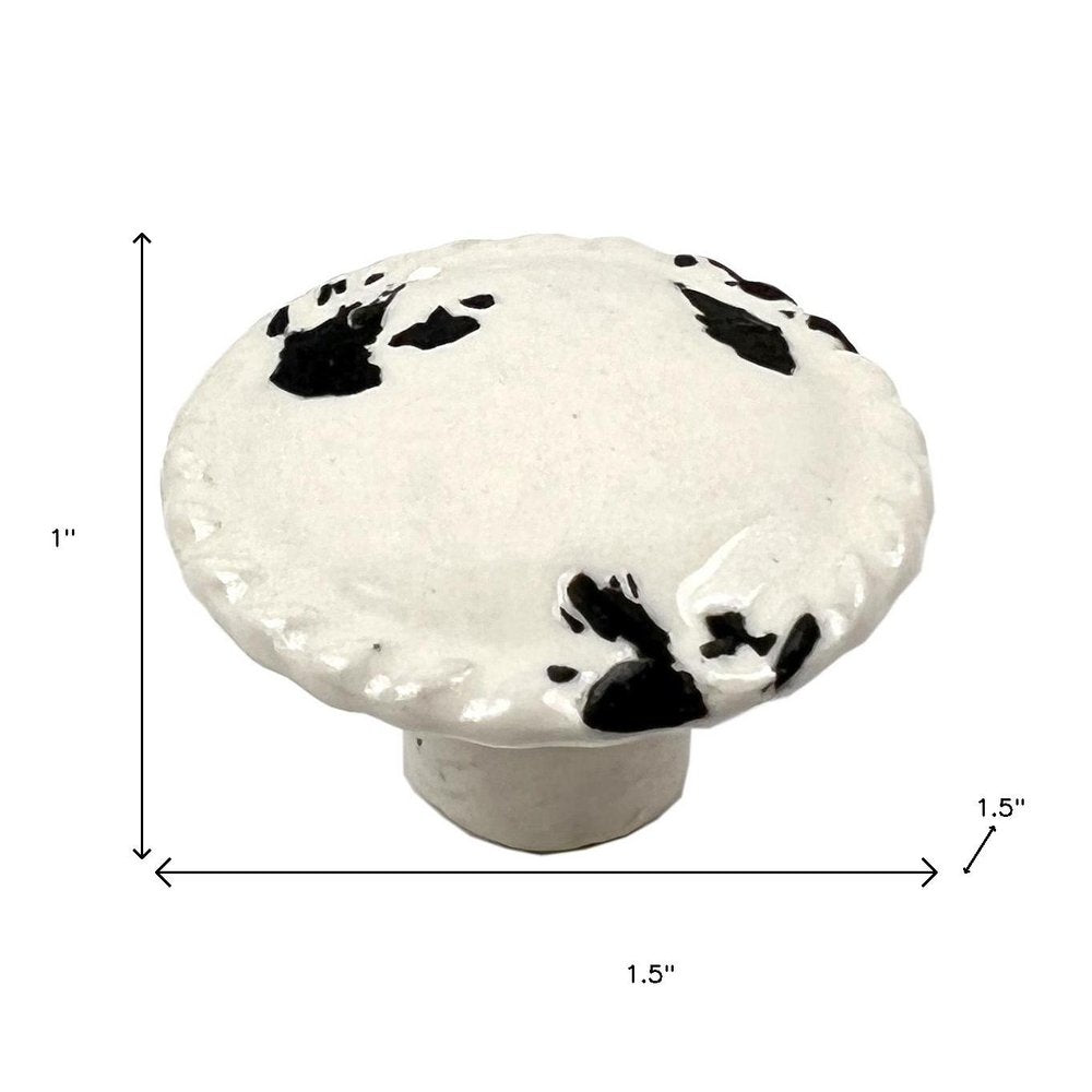 Set of Six White Ceramic Drawer Pull Knobs