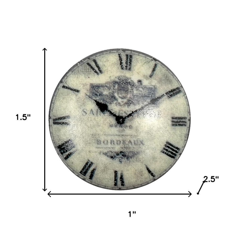 Set of Six Black And White Clock Face Ceramic Drawer Pull Knobs