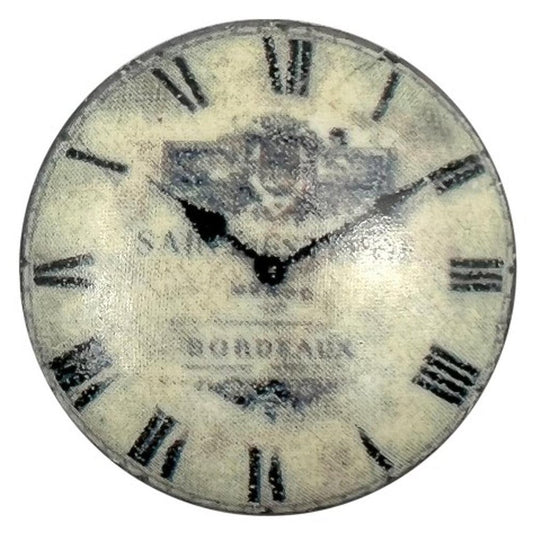 Set of Six Black And White Clock Face Ceramic Drawer Pull Knobs