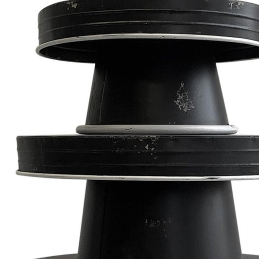 Set of Three Black And White Metal Round Cake Stand Risers