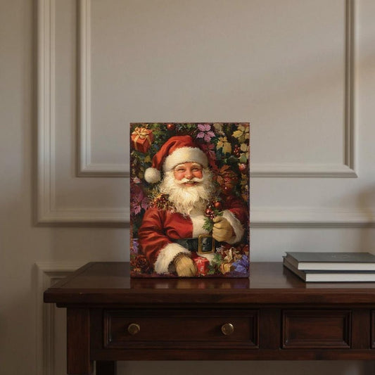 15" Red White And Green Wood Christmas Santa Tabletop Sign