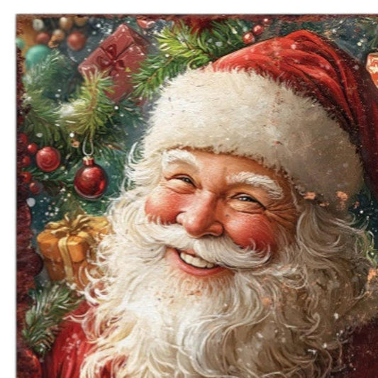 15" Red White And Green Wood Christmas Santa Tabletop Sign