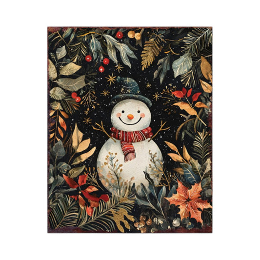 15" Red White And Green Wood Flowers Christmas Snowman Tabletop Sign