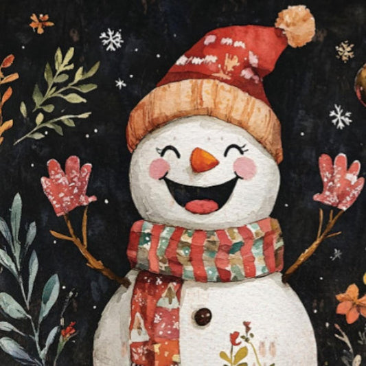 15" Red White And Green Wood Leaf Christmas Snowman Tabletop Sign