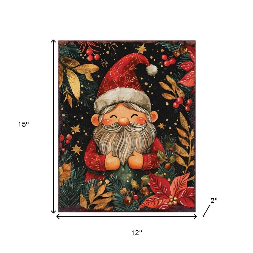 15" Red White And Green Wood Flowers Christmas Tabletop Sign