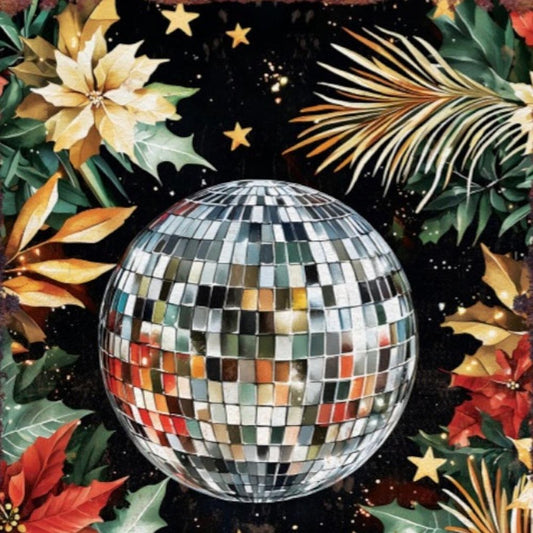 15" Red White And Green Wood Flowers Dance Christmas Tabletop Sign