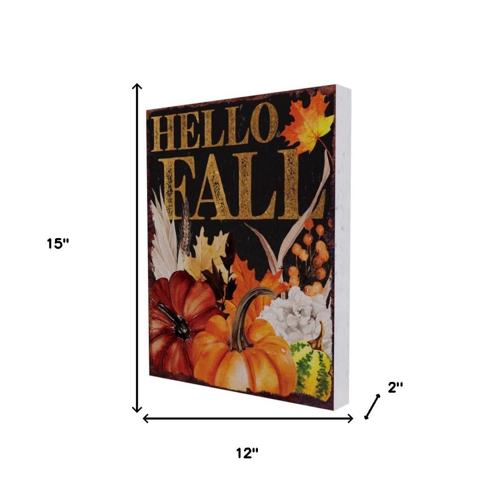 15" Brown Orange And Yellow Wood Halloween Tabletop Sign