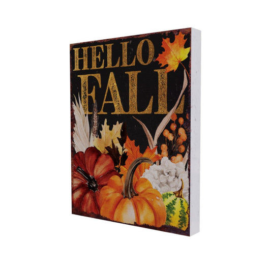 15" Brown Orange And Yellow Wood Halloween Tabletop Sign