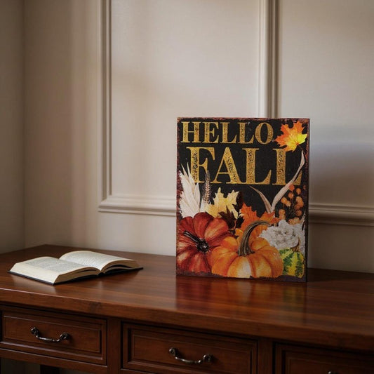 15" Brown Orange And Yellow Wood Halloween Tabletop Sign