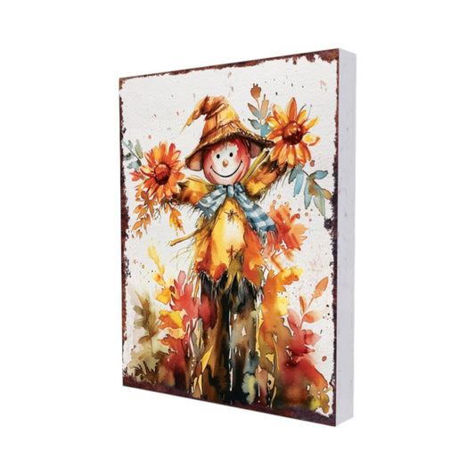 15" Brown Orange And Yellow Wood Sunflower Thanksgiving Tabletop Sign