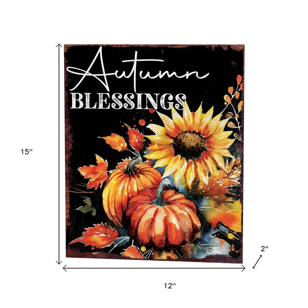 15" Brown Orange And Yellow Wood Sunflower Thanksgiving Tabletop Sign