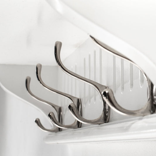 Four Hook 28" White Solid Wood Wall Mount Coat Rack