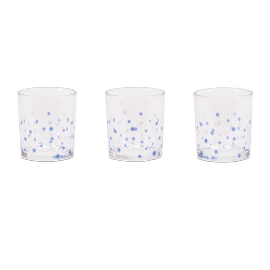 Set of Three Blue Abstract Glass Tabletop Votive Candle Holders