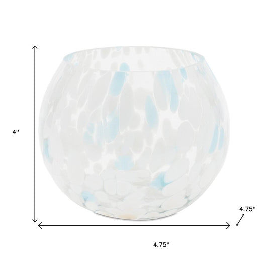 Set of Four Blue Abstract Glass Tabletop Votive Candle Holders