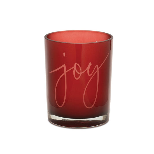 Set of Two Red Snowflake Glass Tabletop Votive Candle Holders