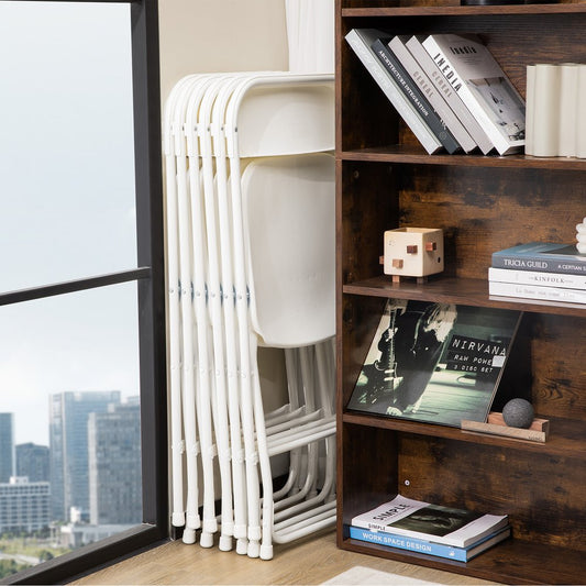 Set of Four White Metal Outdoor Folding Stacking Dining Chairs