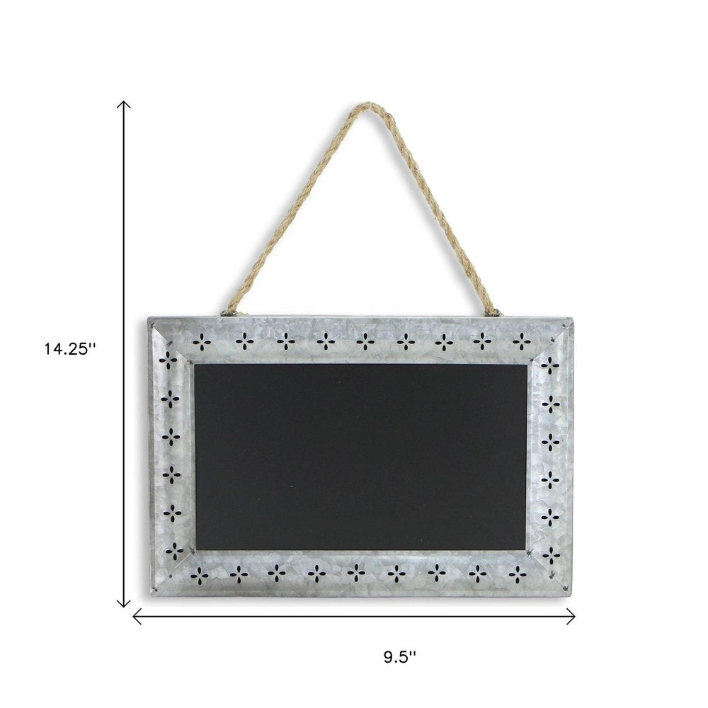 10" X 14" Gray Floral Metal Hanging Chalkboard