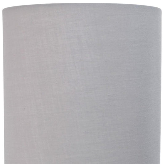 Set of Two 20" Silver Metal Table Lamp With Gray Drum Shade