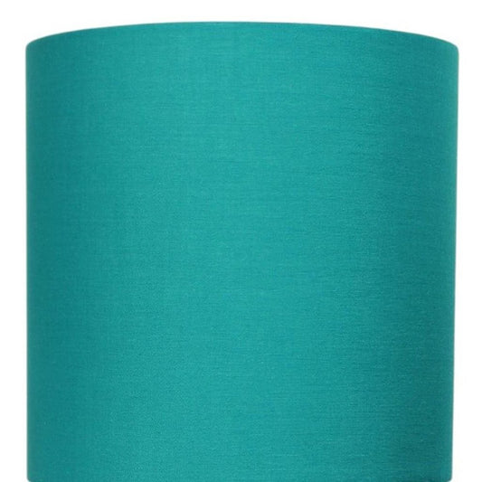 20" Silver Metal USB Table Lamp LED With Teal Blue Drum Shade