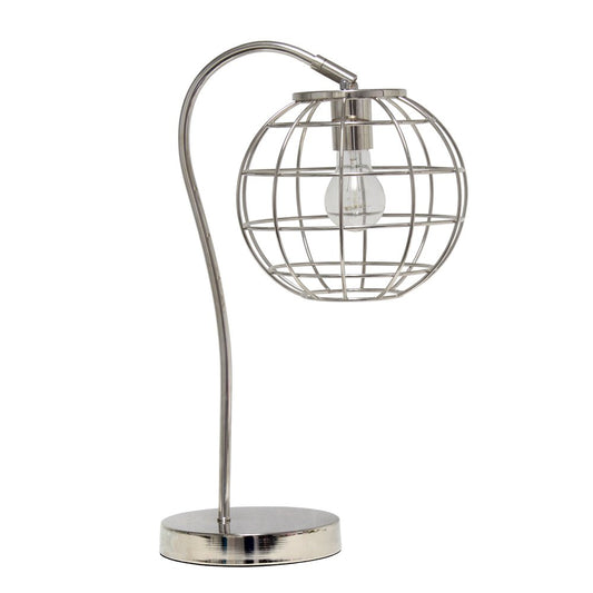 20" Silver Metal Novelty Table Lamp With Silver Globe Shade