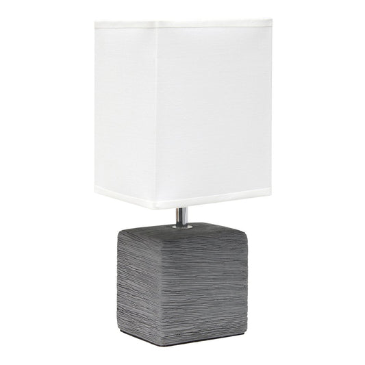 12" Gray Ceramic Square Table Lamp With White Shade