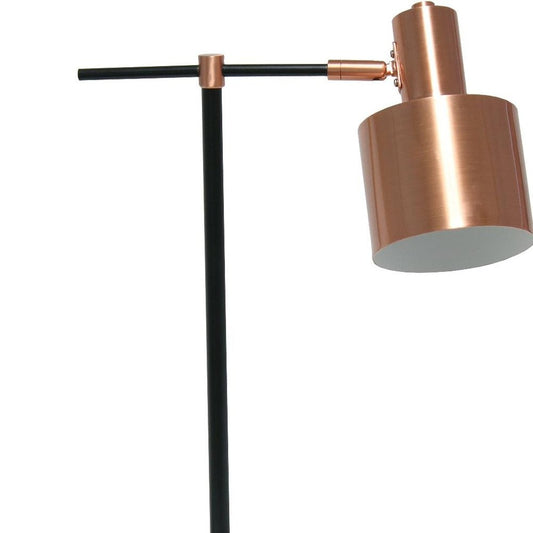 22" Rose Gold And Black Metal Table Lamp With Rose Gold Globe Shade