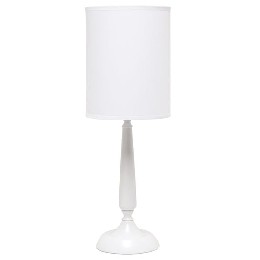23" White Metal Table Lamp With White Cylinder Shade