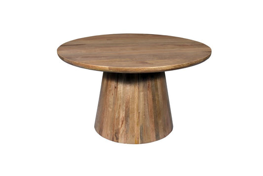 54" Natural Solid Wood Pedestal Base Round Top Dining Table