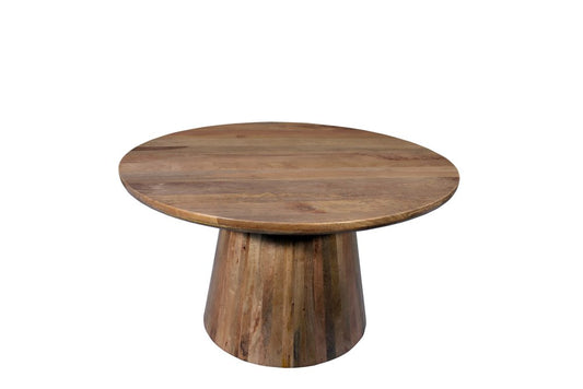 54" Natural Solid Wood Pedestal Base Round Top Dining Table