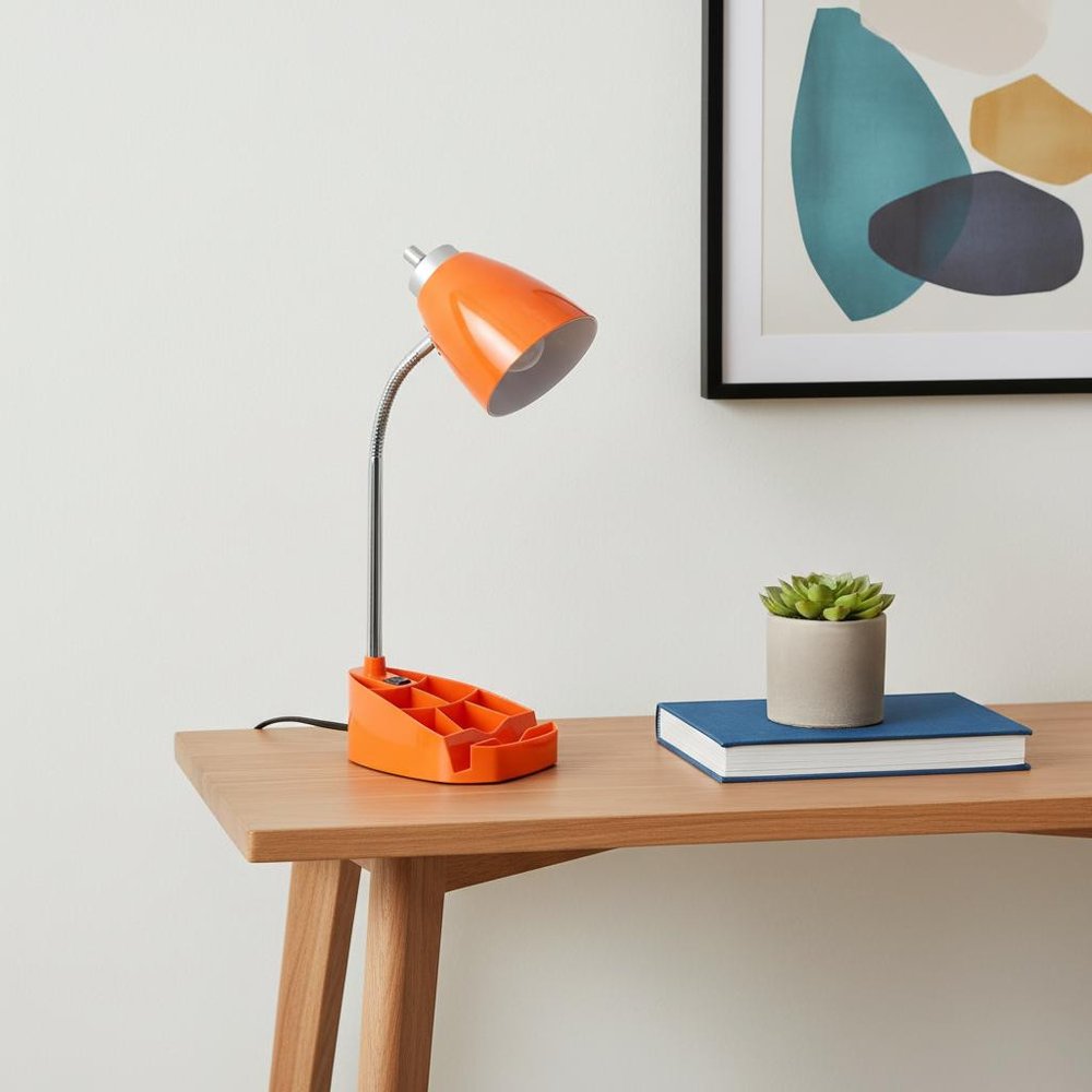 19" Orange Swing Arm Table Lamp