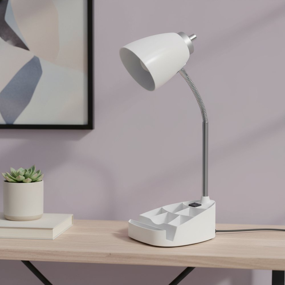 19" White Swing Arm Table Lamp