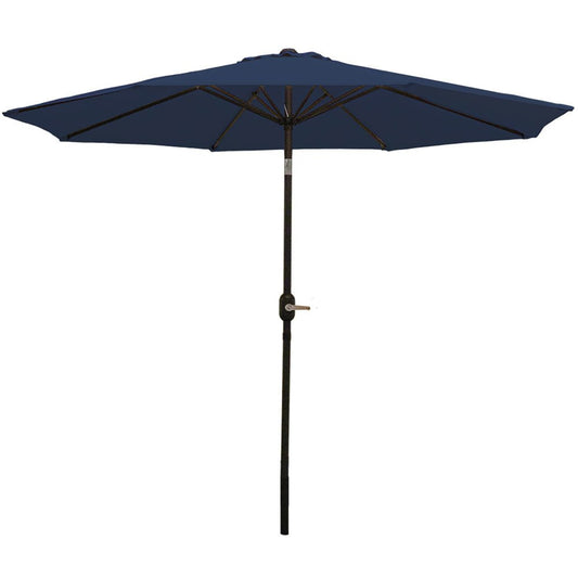 9' Dark Blue Polyester Octagonal Tilt Market Patio Umbrella