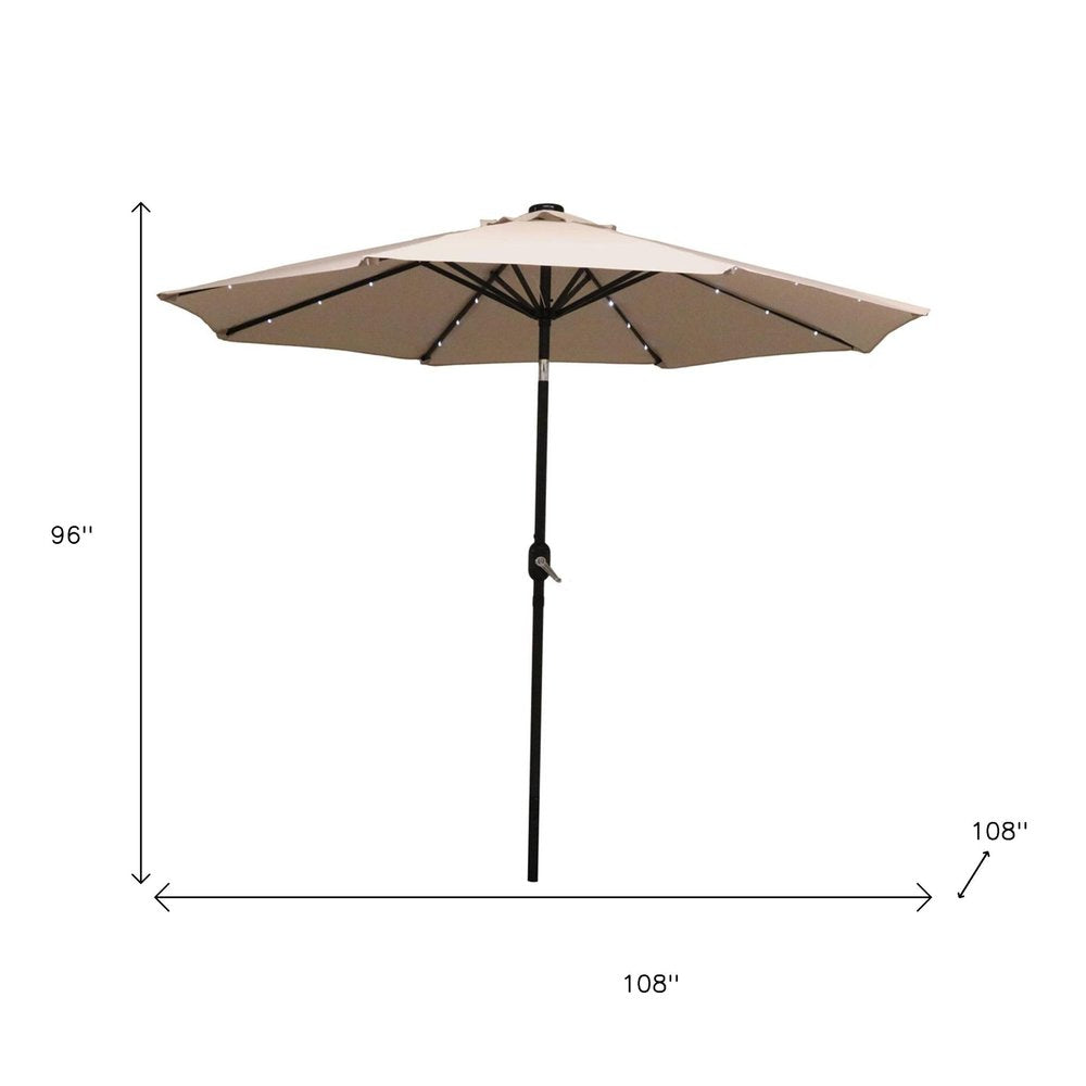 96" Beige Polyester Octagonal Tilt Lighted Market Patio Umbrella