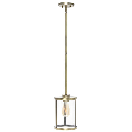 Antiqued Brass Cylinder Iron Ceiling Light With Antiqued Brass Shades