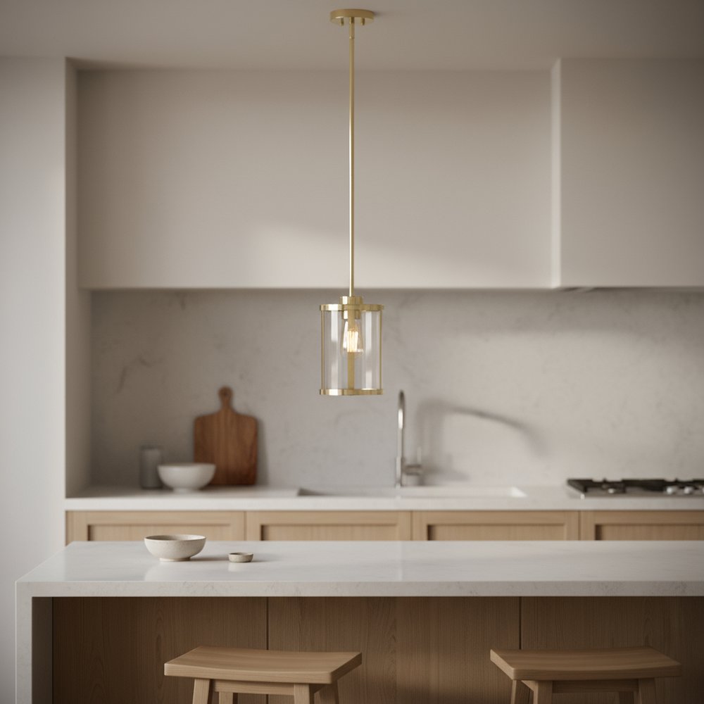 Gold Cylinder Iron Ceiling Light With Gold Shades