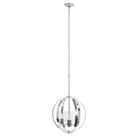 Clear And Silver Sphere Three Light Iron Ceiling Light With Silver Shades