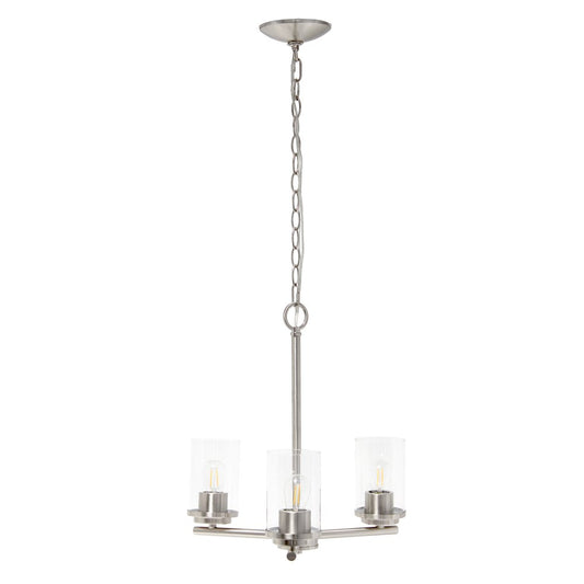 Nickel And Clear Chandelier Three Light Iron Ceiling Light With Clear Shades
