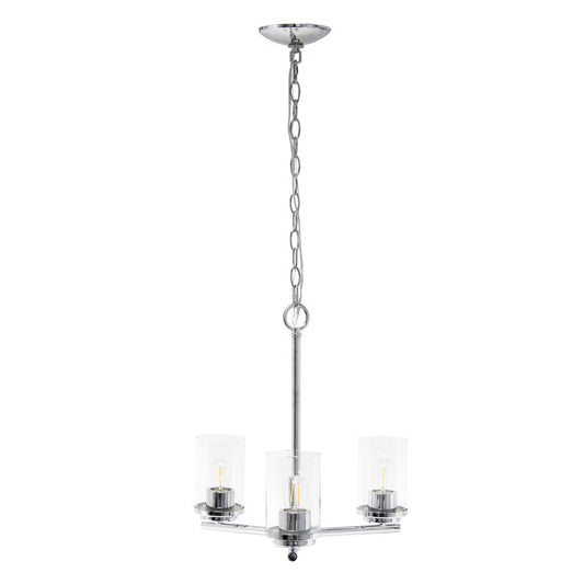 Silver And Clear Chandelier Three Light Iron Ceiling Light With Clear Shades